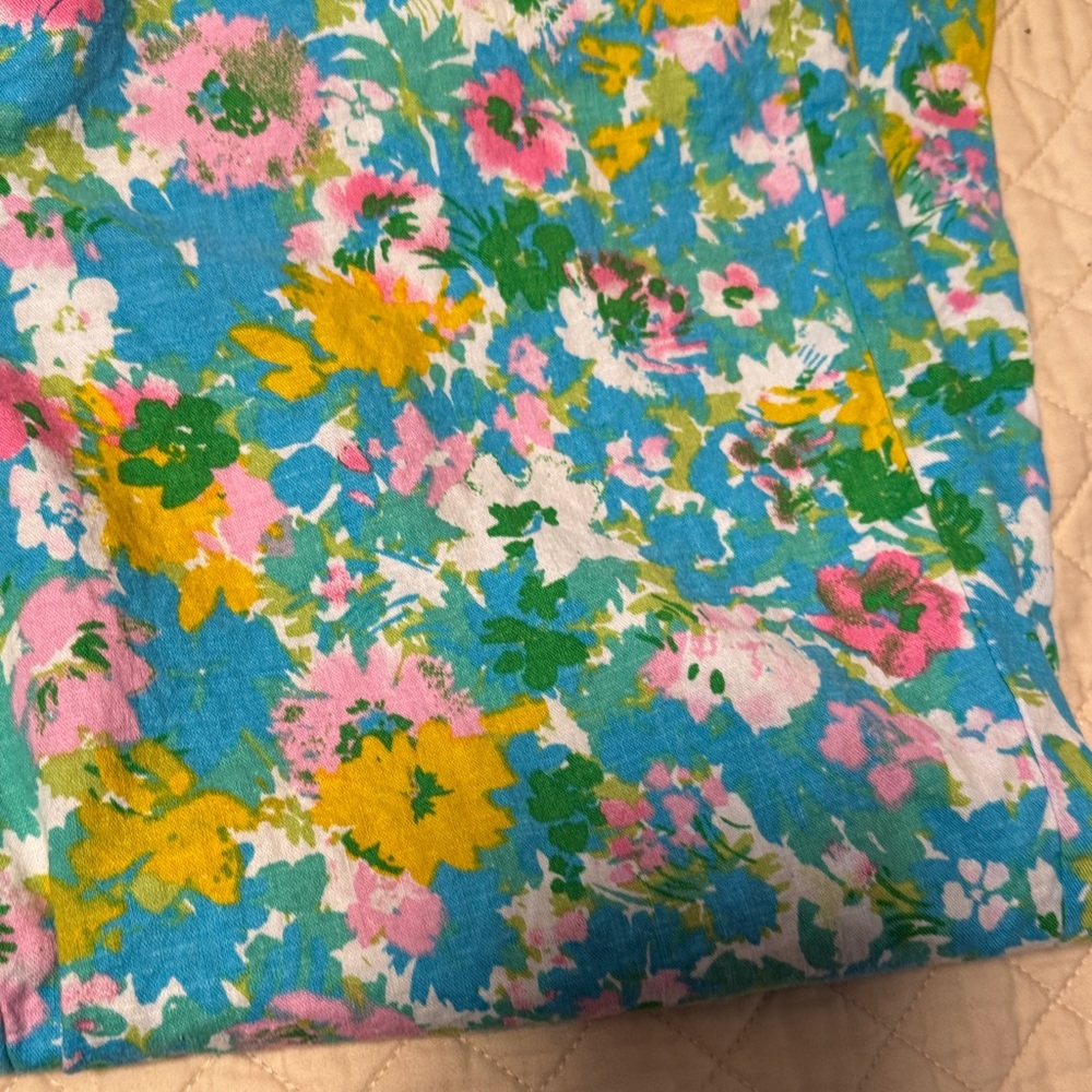 Zara Floral Straight Leg Pants - Blue, Yellow, Pink - Picture 6 of 8